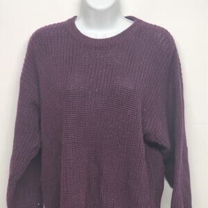 Gachet Women’s Sweater Medium Purple Geometric Knit Ramie Cotton Blend Hong Kong